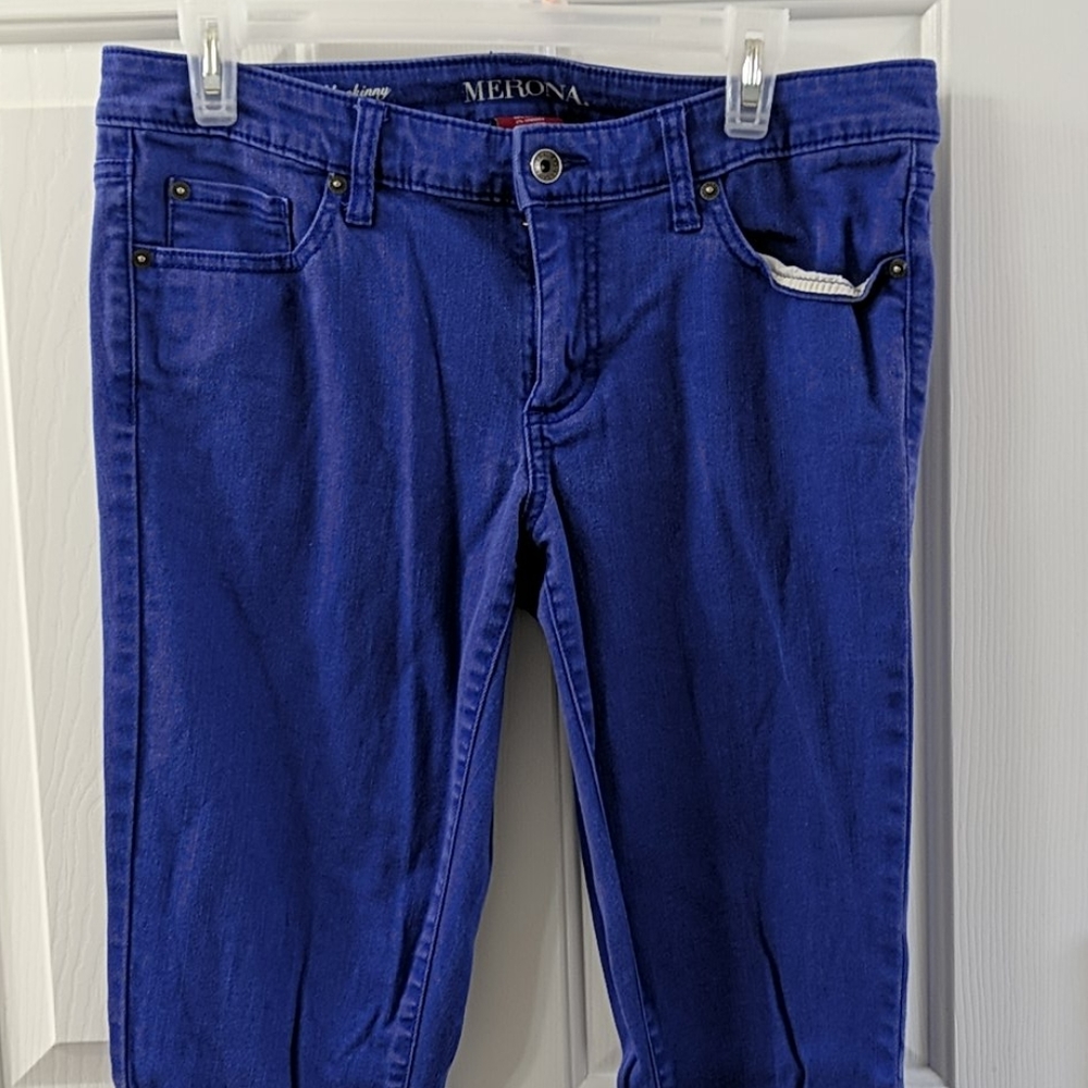 Royal blue ankle skinny jeans